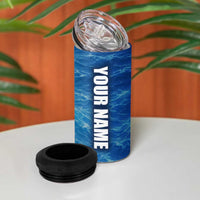 Texas Flag Fishing 4 in 1 Can Cooler Tumbler with Ocean Fish Graphic and Blue Water Background - Wonder Print Shop