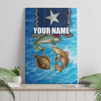 Texas Flag Fishing Canvas Wall Art with Ocean Fish Graphic and Blue Water Background - Wonder Print Shop