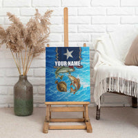 Texas Flag Fishing Canvas Wall Art with Ocean Fish Graphic and Blue Water Background - Wonder Print Shop
