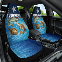 Texas Flag Fishing Car Seat Cover with Ocean Fish Graphic and Blue Water Background - Wonder Print Shop