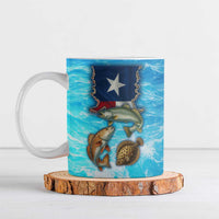 Texas Flag Fishing Ceramic Mug with Ocean Fish Graphic and Blue Water Background - Wonder Print Shop