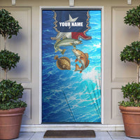 Texas Flag Fishing Door Cover with Ocean Fish Graphic and Blue Water Background - Wonder Print Shop