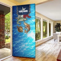 Texas Flag Fishing Door Cover with Ocean Fish Graphic and Blue Water Background - Wonder Print Shop