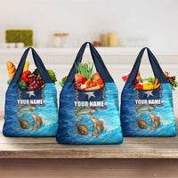 Texas Flag Fishing Grocery Bag with Ocean Fish Graphic and Blue Water Background - Wonder Print Shop