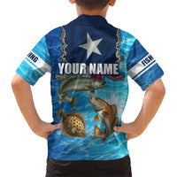 Texas Flag Fishing Hawaiian Shirt with Ocean Fish Graphic and Blue Water Background - Wonder Print Shop