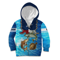Texas Flag Fishing Kid Hoodie with Ocean Fish Graphic and Blue Water Background - Wonder Print Shop