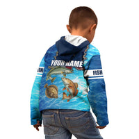 Texas Flag Fishing Kid Hoodie with Ocean Fish Graphic and Blue Water Background - Wonder Print Shop