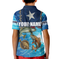 Texas Flag Fishing Kid Polo Shirt with Ocean Fish Graphic and Blue Water Background - Wonder Print Shop