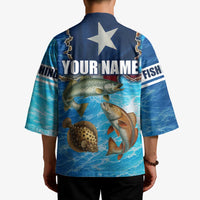 Texas Flag Fishing Kimono with Ocean Fish Graphic and Blue Water Background - Wonder Print Shop