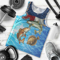 Texas Flag Fishing Men Tank Top with Ocean Fish Graphic and Blue Water Background - Wonder Print Shop