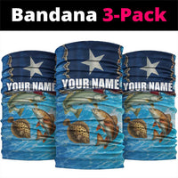 Texas Flag Fishing Neck Gaiter with Ocean Fish Graphic and Blue Water Background TS04