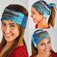 Texas Flag Fishing Neck Gaiter with Ocean Fish Graphic and Blue Water Background TS04