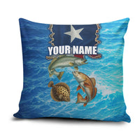 Texas Flag Fishing Pillow Cover with Ocean Fish Graphic and Blue Water Background - Wonder Print Shop