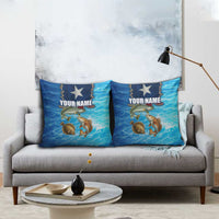 Texas Flag Fishing Pillow Cover with Ocean Fish Graphic and Blue Water Background - Wonder Print Shop