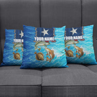 Texas Flag Fishing Pillow Cover with Ocean Fish Graphic and Blue Water Background - Wonder Print Shop