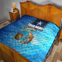 Texas Flag Fishing Quilt with Ocean Fish Graphic and Blue Water Background - Wonder Print Shop