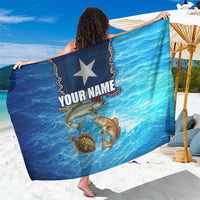 Texas Flag Fishing Sarong with Ocean Fish Graphic and Blue Water Background - Wonder Print Shop