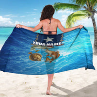 Texas Flag Fishing Sarong with Ocean Fish Graphic and Blue Water Background - Wonder Print Shop