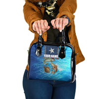 Texas Flag Fishing Shoulder Handbag with Ocean Fish Graphic and Blue Water Background - Wonder Print Shop