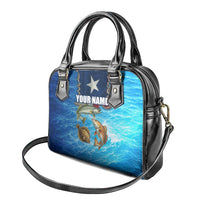 Texas Flag Fishing Shoulder Handbag with Ocean Fish Graphic and Blue Water Background - Wonder Print Shop