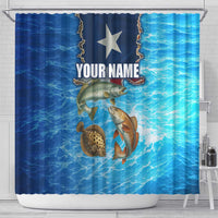 Texas Flag Fishing Shower Curtain with Ocean Fish Graphic and Blue Water Background - Wonder Print Shop