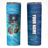 Texas Flag Fishing Skinny Tumbler with Ocean Fish Graphic and Blue Water Background - Wonder Print Shop