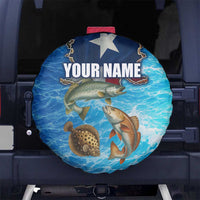 Texas Flag Fishing Spare Tire Cover with Ocean Fish Graphic and Blue Water Background - Wonder Print Shop