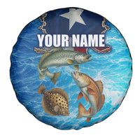 Texas Flag Fishing Spare Tire Cover with Ocean Fish Graphic and Blue Water Background - Wonder Print Shop