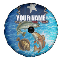 Texas Flag Fishing Spare Tire Cover with Ocean Fish Graphic and Blue Water Background - Wonder Print Shop