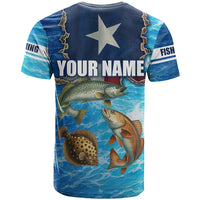 Texas Flag Fishing T Shirt with Ocean Fish Graphic and Blue Water Background - Wonder Print Shop