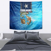 Texas Flag Fishing Tapestry with Ocean Fish Graphic and Blue Water Background - Wonder Print Shop