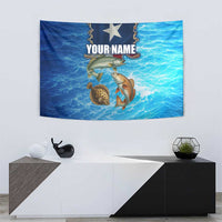Texas Flag Fishing Tapestry with Ocean Fish Graphic and Blue Water Background - Wonder Print Shop