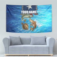 Texas Flag Fishing Tapestry with Ocean Fish Graphic and Blue Water Background - Wonder Print Shop