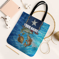 Texas Flag Fishing Tote Bag with Ocean Fish Graphic and Blue Water Background - Wonder Print Shop