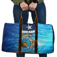Texas Flag Fishing Travel Bag with Ocean Fish Graphic and Blue Water Background - Wonder Print Shop