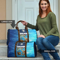 Texas Flag Fishing Travel Bag with Ocean Fish Graphic and Blue Water Background - Wonder Print Shop