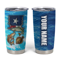Texas Flag Fishing Tumbler Cup with Ocean Fish Graphic and Blue Water Background - Wonder Print Shop