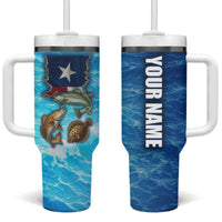 Texas Flag Fishing Tumbler With Handle with Ocean Fish Graphic and Blue Water Background - Wonder Print Shop