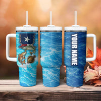 Texas Flag Fishing Tumbler With Handle with Ocean Fish Graphic and Blue Water Background - Wonder Print Shop