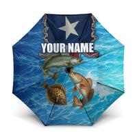 Texas Flag Fishing Umbrella with Ocean Fish Graphic and Blue Water Background - Wonder Print Shop