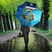 Texas Flag Fishing Umbrella with Ocean Fish Graphic and Blue Water Background - Wonder Print Shop