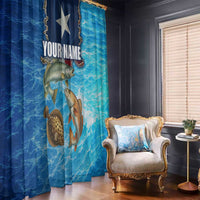 Texas Flag Fishing Window Curtain with Ocean Fish Graphic and Blue Water Background - Wonder Print Shop