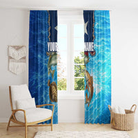 Texas Flag Fishing Window Curtain with Ocean Fish Graphic and Blue Water Background - Wonder Print Shop