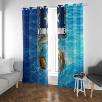Texas Flag Fishing Window Curtain with Ocean Fish Graphic and Blue Water Background - Wonder Print Shop