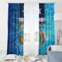 Texas Flag Fishing Window Curtain with Ocean Fish Graphic and Blue Water Background - Wonder Print Shop