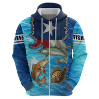 Texas Flag Fishing Zip Hoodie with Ocean Fish Graphic and Blue Water Background - Wonder Print Shop