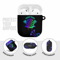 Neon Dartboard Darts AirPods Case with Colorful Target and Psychedelic Swirl Pattern - Wonder Print Shop