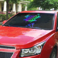 Neon Dartboard Darts Auto Sun Shade with Colorful Target and Psychedelic Swirl Pattern - Wonder Print Shop