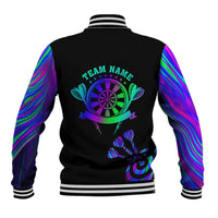 Neon Dartboard Darts Baseball Jacket with Colorful Target and Psychedelic Swirl Pattern - Wonder Print Shop
