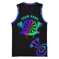 Neon Dartboard Darts Basketball Jersey with Colorful Target and Psychedelic Swirl Pattern - Wonder Print Shop